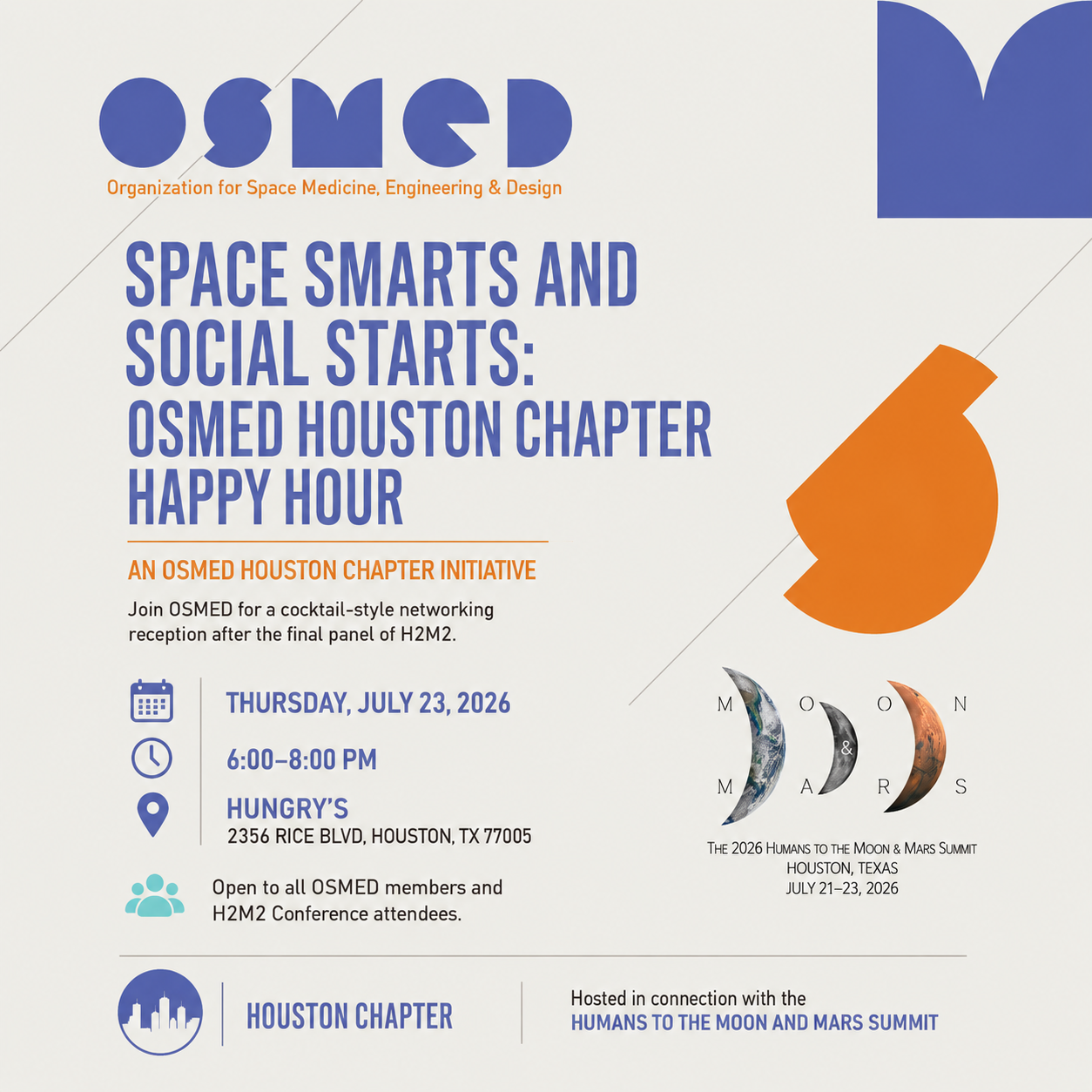 Space Smarts and Social Starts: OSMED Houston Chapter Happy Hour