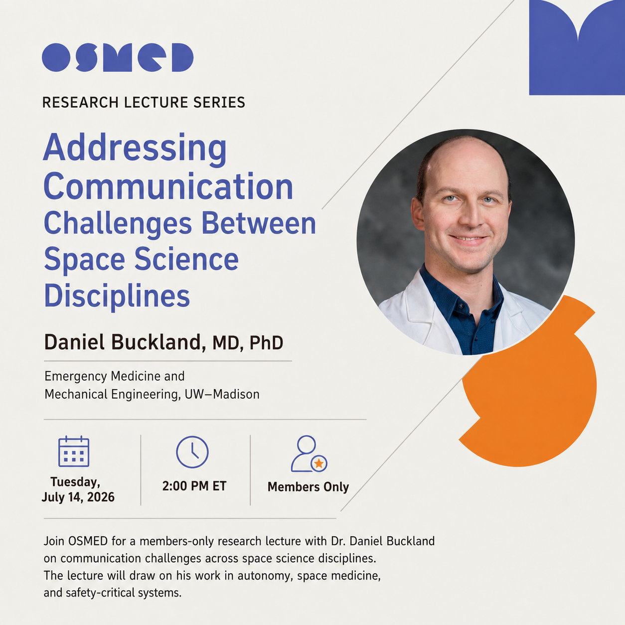 Research Lecture Series: Addressing Communication Challenges Between Space Science Disciplines (MEMBERS ONLY)