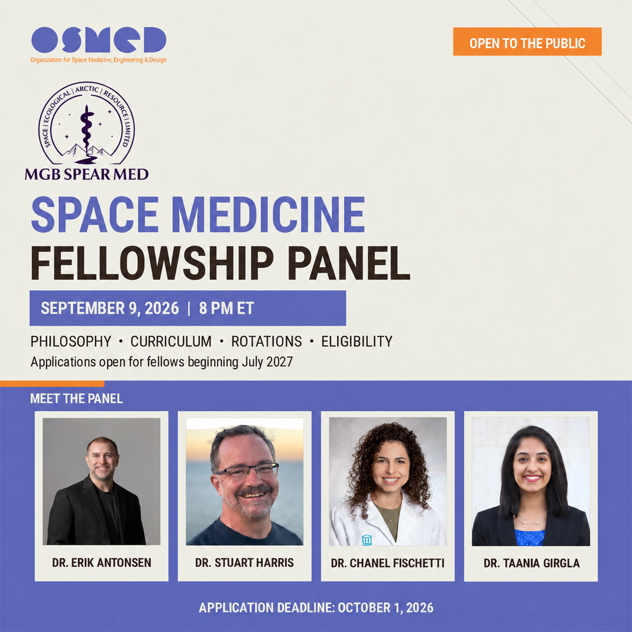 OSMED Event: MGB SPEAR Space Medicine Fellowship Panel (OPEN TO EVERYONE)