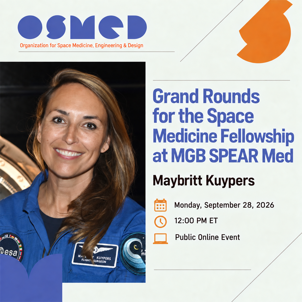 OSMED Event: Grand Rounds for the Space Medicine Fellowship at MGB SPEAR Med (OPEN TO EVERYONE)