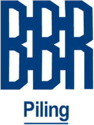 Stacked blue letters spelling 'Piling' against a black background.