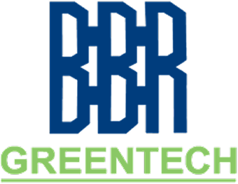 A blue logo with stylized letters 'BBR' above the word 'GREENTECH' in green.