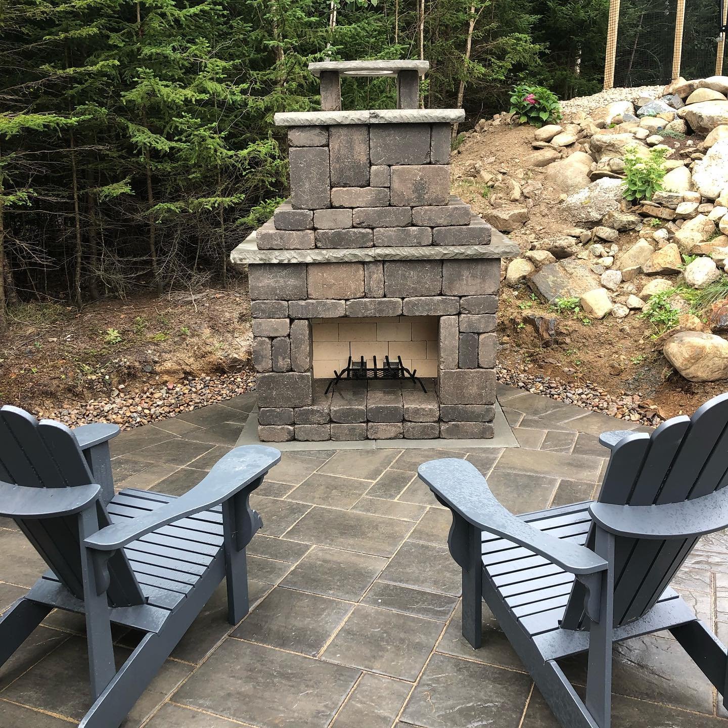 A #Brooklyn #fireplace in #Halifax, just your average glow up. 

#landscape #landscapingdesign #hardscape #contractor #brick #pavers #backyard #glowup