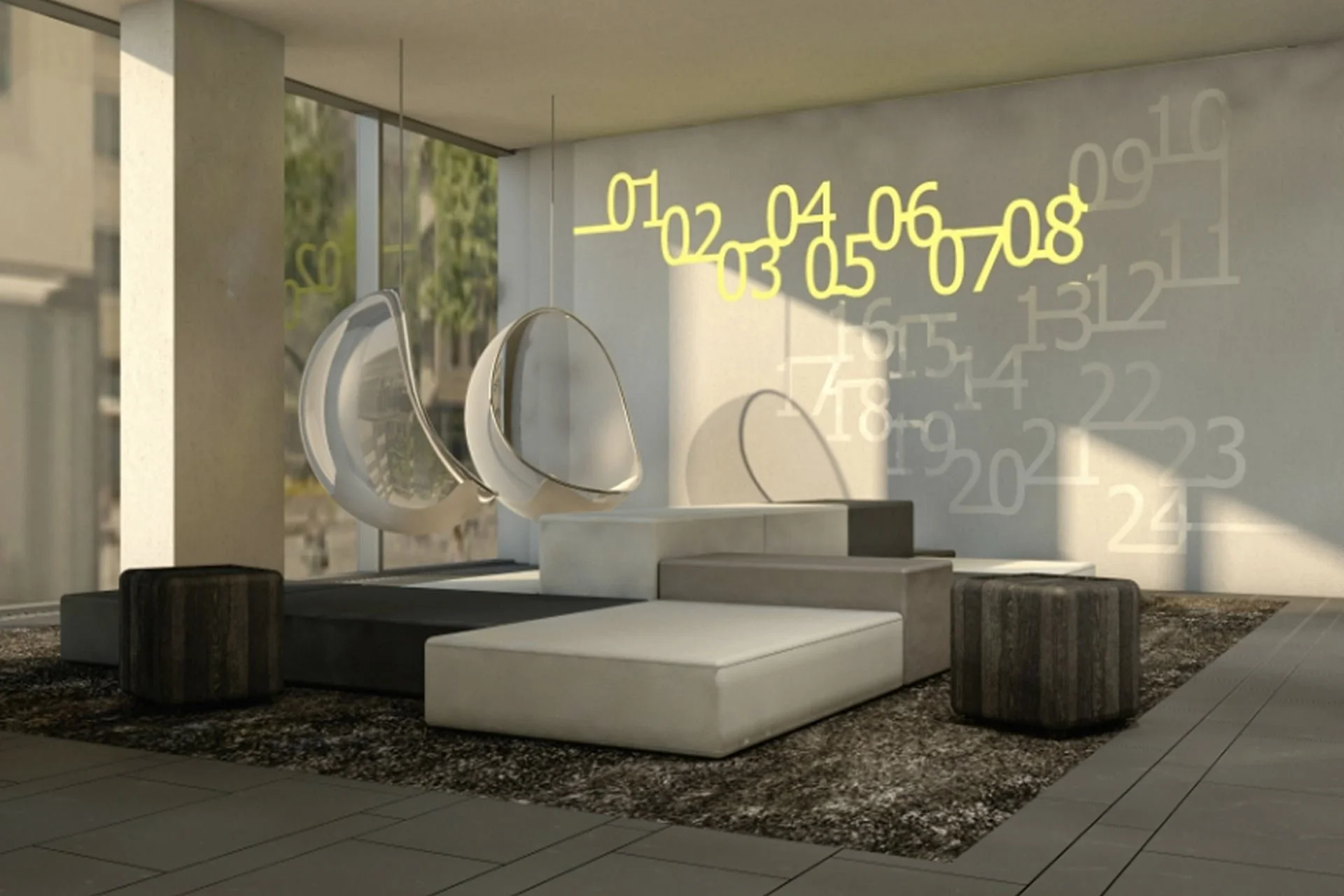 3D Rendering einer Hotel Lobby Interior Design von Innenarchitekt Berlin 