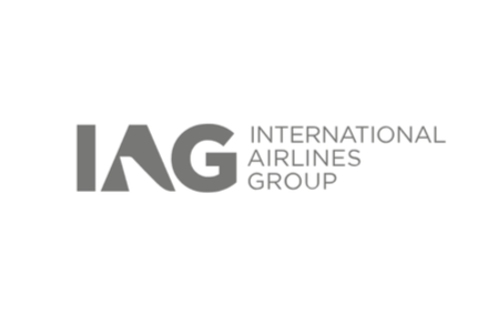 IAG International Airlines Group logo in black and white.