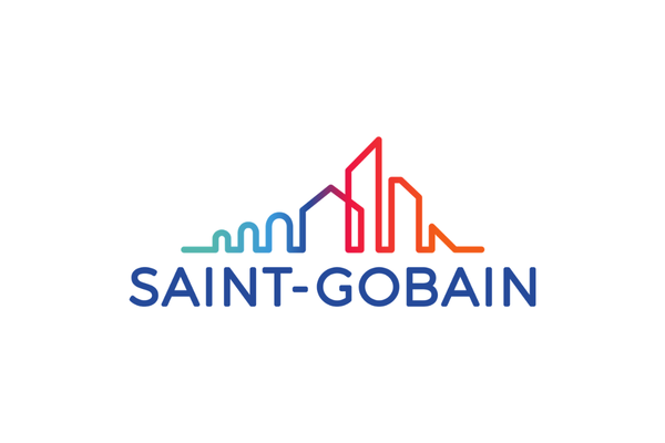 Saint-Gobain logo with a colorful skyline graphic above the text