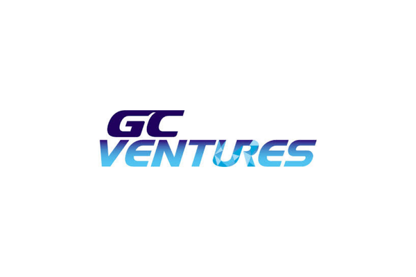 Logo with the text 'GC VENTURES' in bold blue and purple letters.