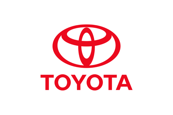 Toyota logo in red with the word 'TOYOTA' below it.