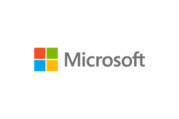 Microsoft logo with four colored squares and the word 'Microsoft' next to it.