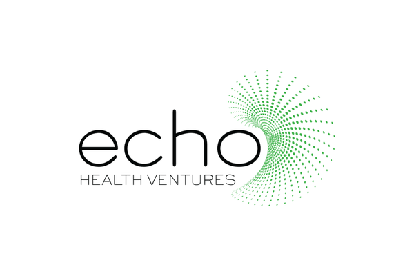 Echo Health Ventures logo with black text and green dot pattern design.