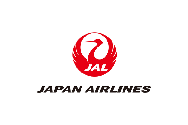 Japan Airlines logo featuring a red circle with a white crane and the text 'JAL' underneath, with 'Japan Airlines' written below.