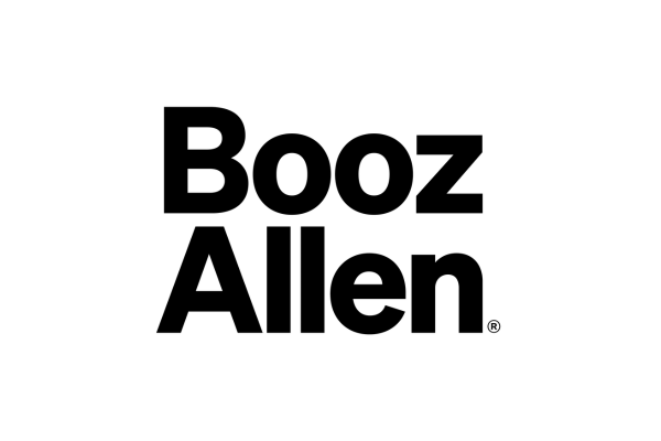 Black text on a white background reading 'Booz Allen' with a registered trademark symbol.