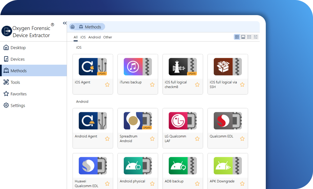 Oxygen Forensic device extractor screenshot