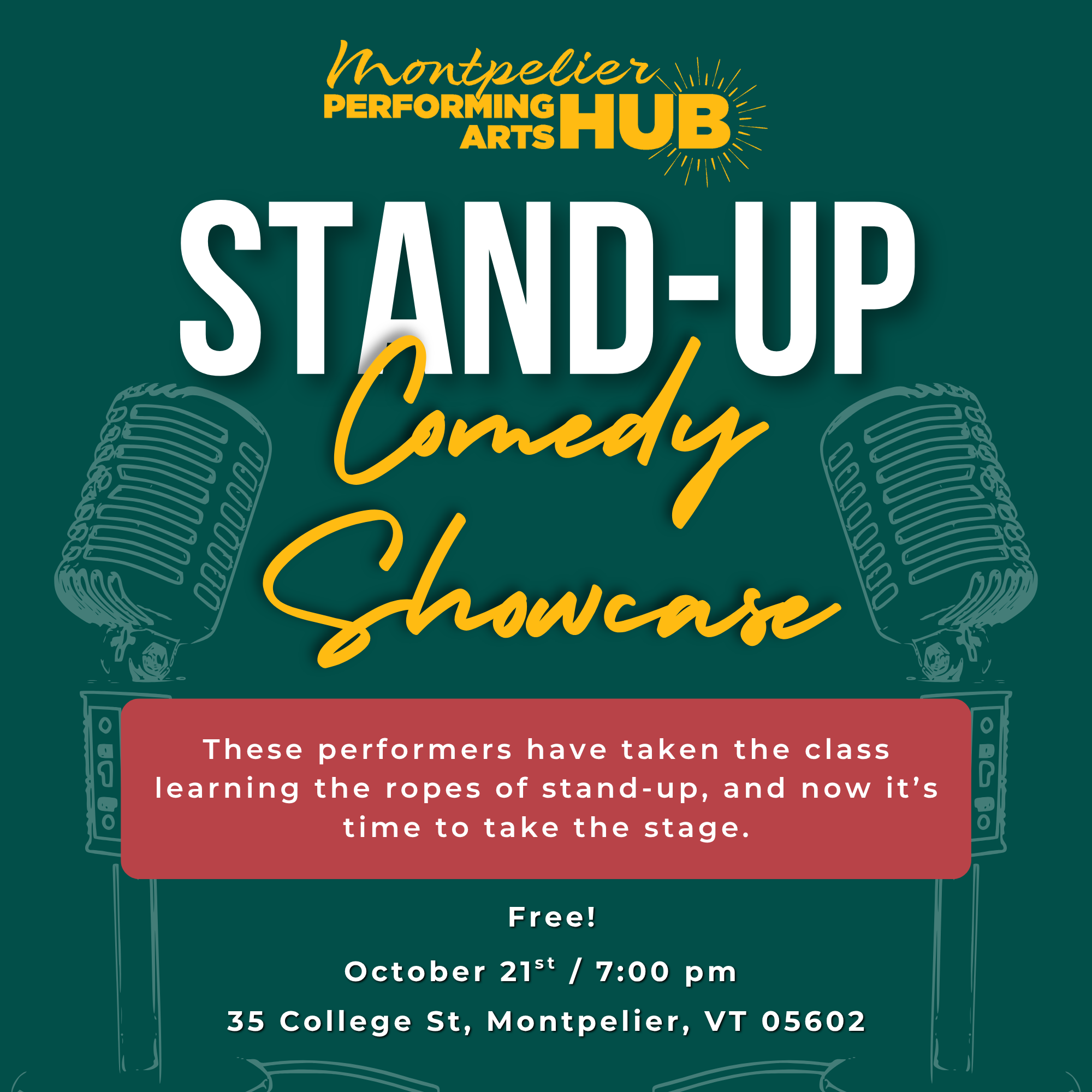 Stand-up Comedy Showcase — Montpelier Performing Arts Hub