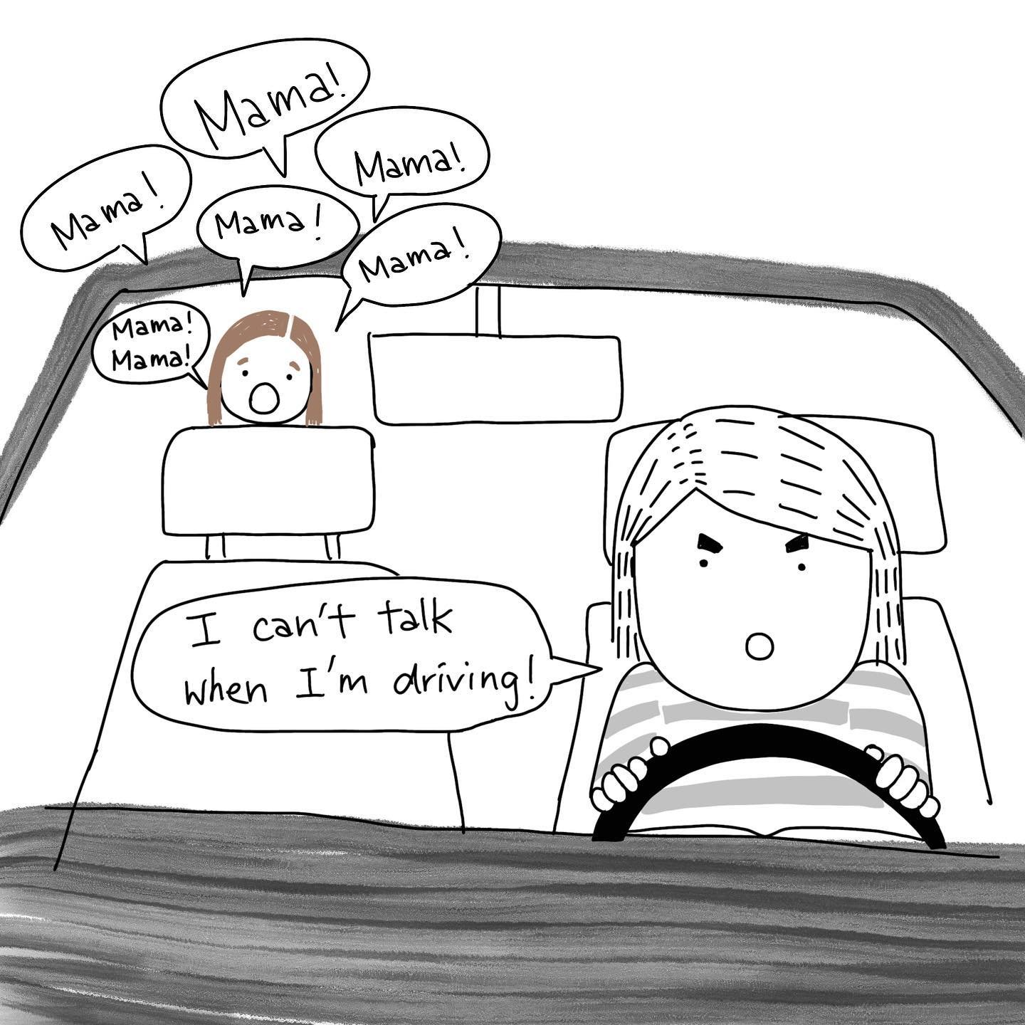 I still can&rsquo;t talk when I&rsquo;m driving! 

#3yrsold #illustration #comics #parenting #motherhood #motherdaughter #toddlerlife #comicofinstagram #motherlife