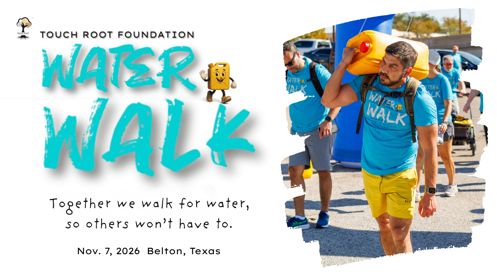 Participants at the Touch Root Foundation Water Walk event gather outdoors in Belton, Texas to support access to clean water in rural Nigeria
