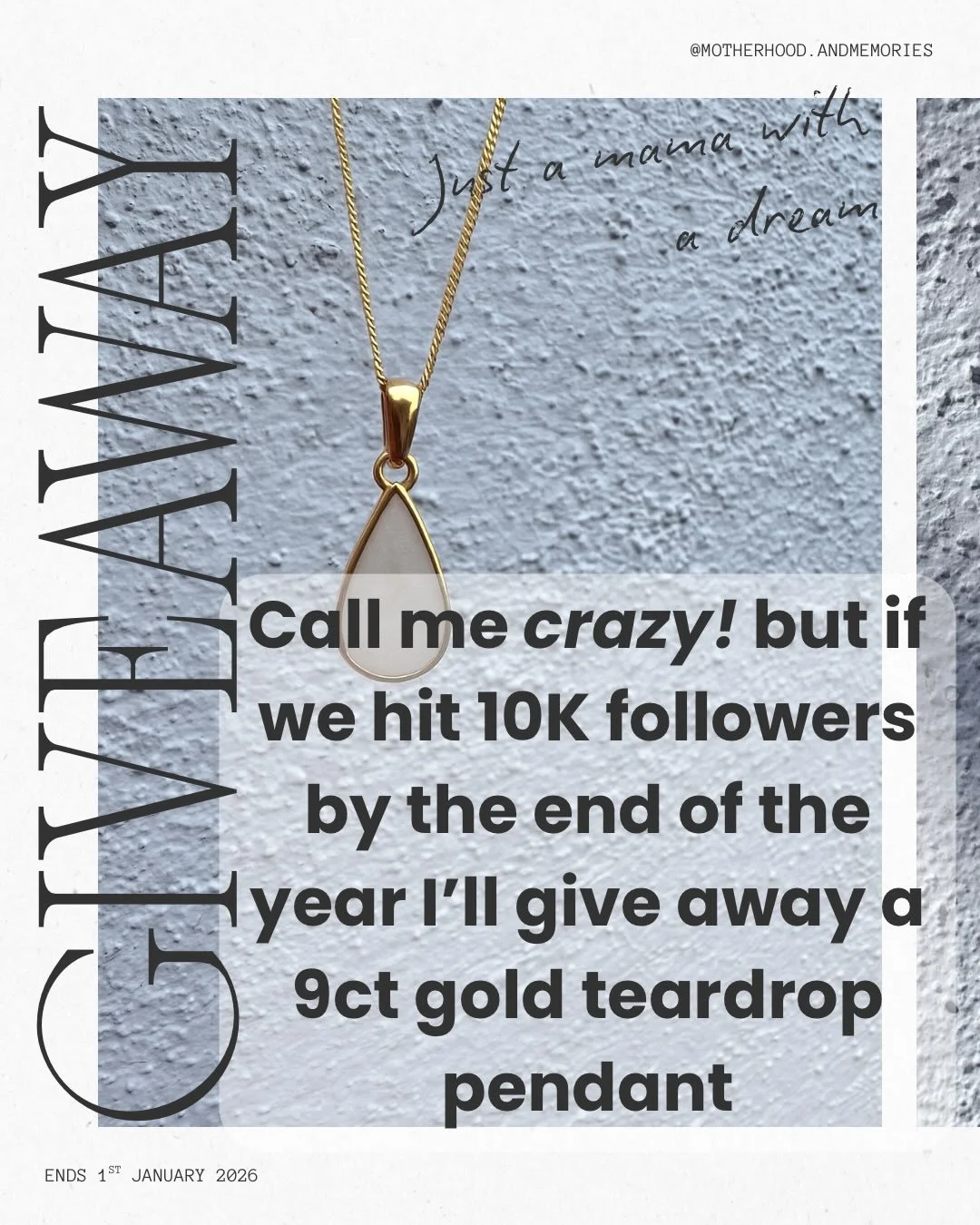 Just a mama with a small business and a big dream! 🤍 

I get it sounds crazy but why not try!! I&rsquo;ve not hit my follower goals for this year so here&rsquo;s one last shot before the years over ✨

🌷If we can reach 10 000 followers by the end of