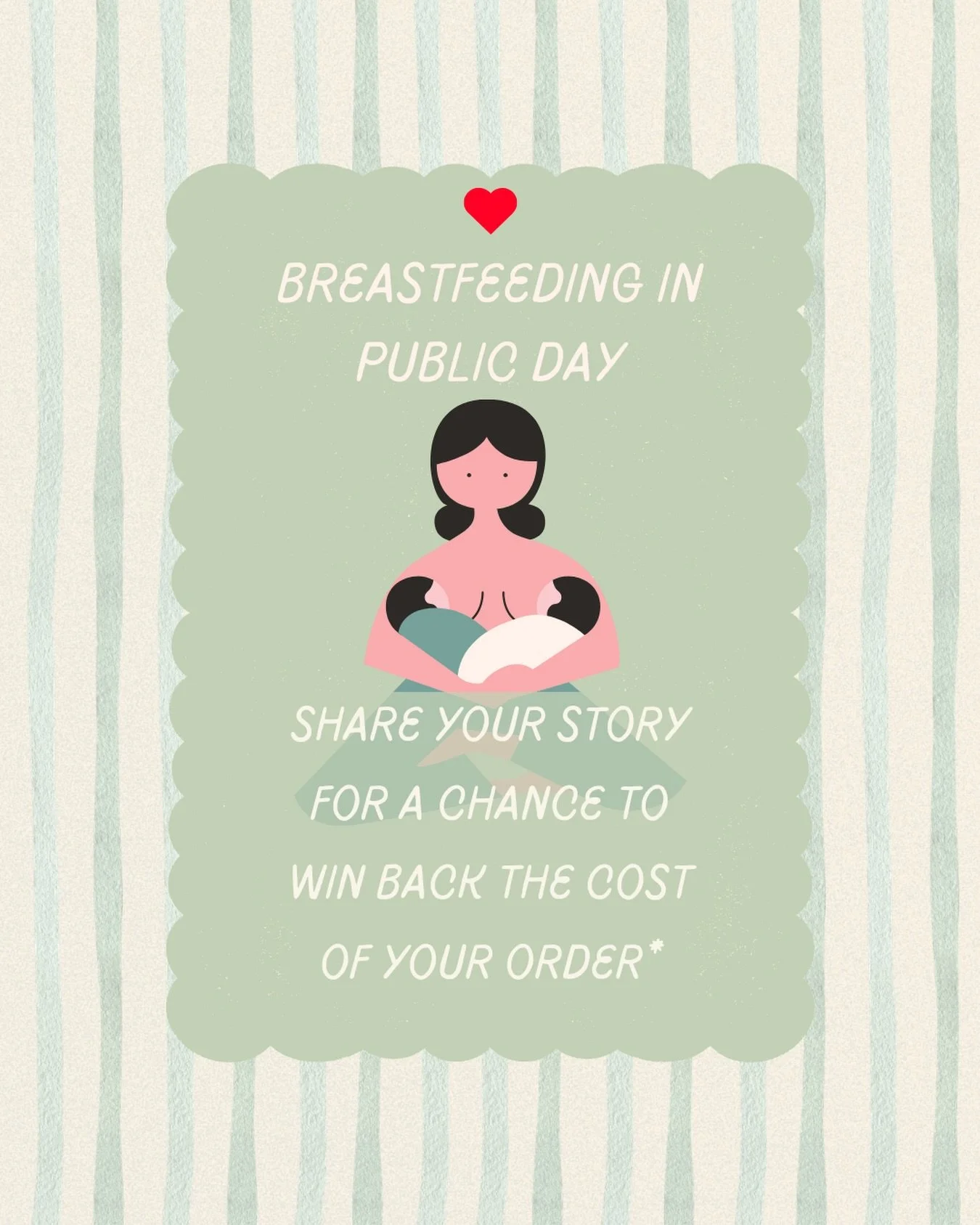 Join me in celebrating breastfeeding in public day 🤱 

It&rsquo;s so important to ensure mamas feel supported and empowered enough to feed in public. No one should feel restricted to feed their little one!

Every order placed between the 22nd - 28th