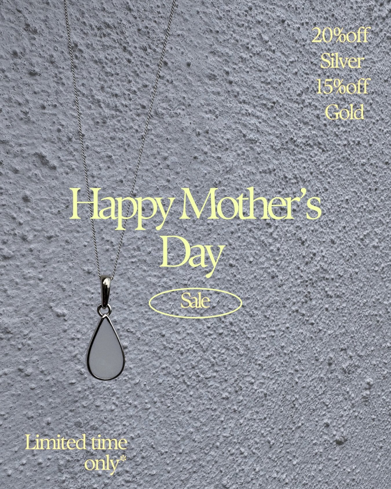 Happy Mother&rsquo;s Day weekend 🌷 

Enjoy 20%OFF silver and gold plated and 15%OFF gold jewellery for a limited time only!! 

Discounts applied automatically at checkout.