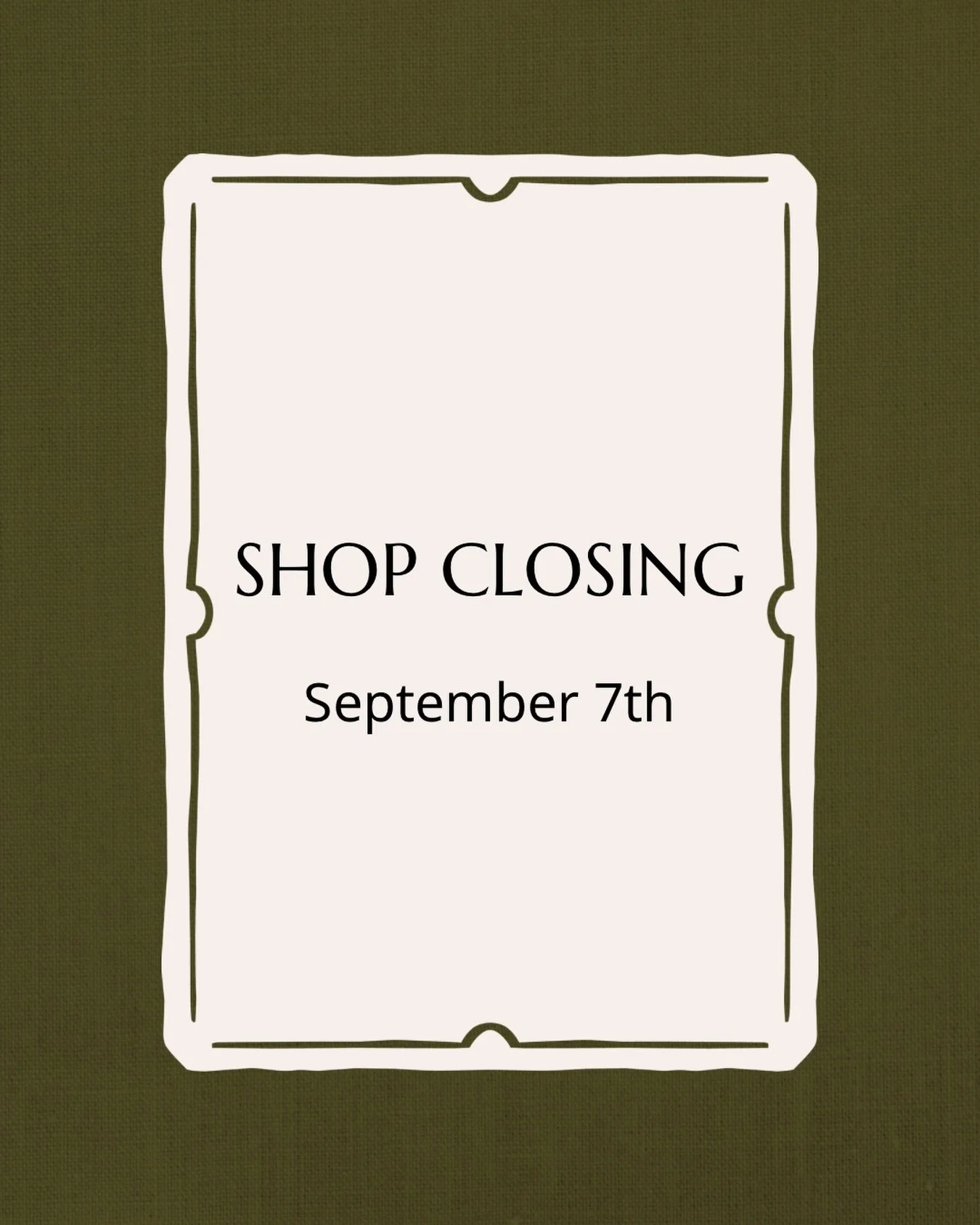 🚨Big news!! 🚨

While I work on some new and exciting changes for my website I will be temporarily closing my online store. 

If you&rsquo;ve got your eye on something place your order before September 7th. 

Big things are coming and not everything