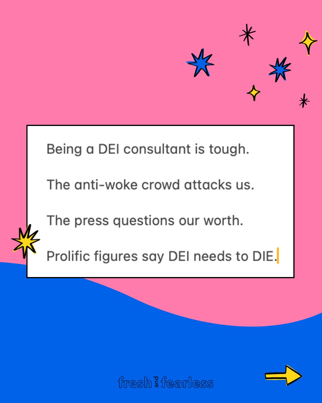 Being a DEI consultant is tough.⁠
⁠
It&rsquo;s an industry that&rsquo;s attacked on the regular while being pulled apart, misinterpreted and twisted.⁠
⁠
Even our worth as professionals is questioned.⁠
⁠
It&rsquo;s not an easy industry to be in, but I