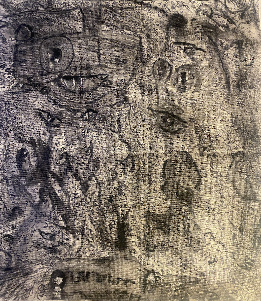 a compositional experiment; acrylic & charcoal on canvas