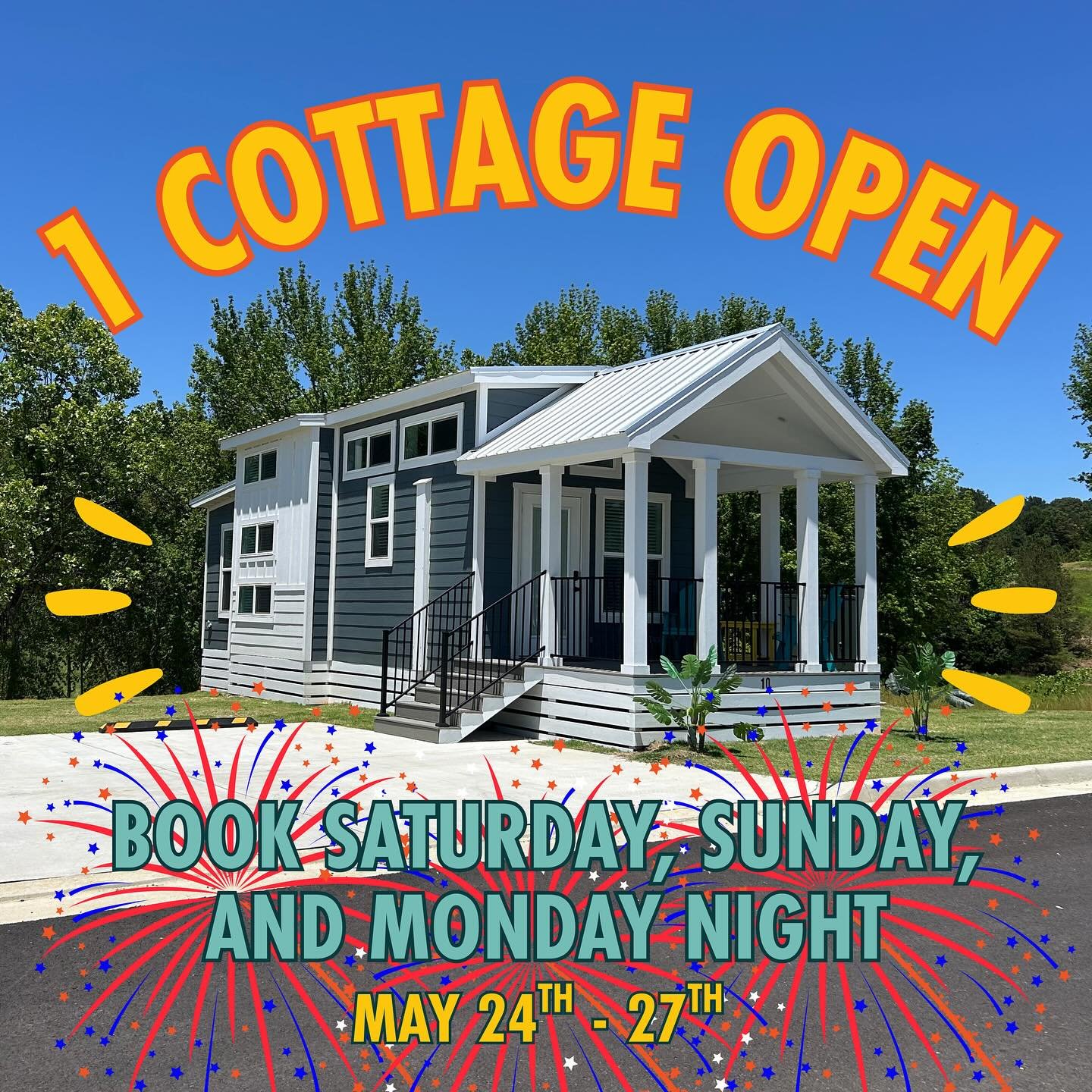 As y&rsquo;all know, we are thrilled to be at 100% full occupancy this Memorial Day Weekend! 🇺🇸 However, we have had 1 cottage open at the last minute. Check out our booking website to be our final guests for what will no doubt be a perfect weekend