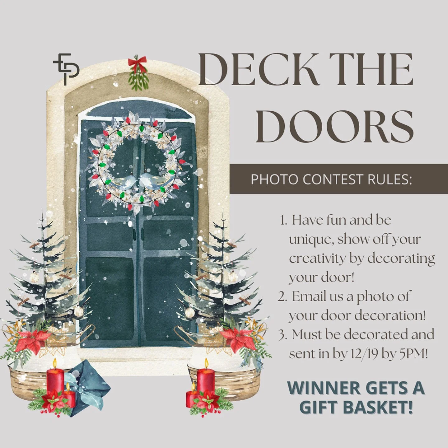 🎄✨ Deck The Doors Contest is ON! ✨🎄
It&rsquo;s time to show off your holiday creativity and make your door the star of the season 
🌟Here&rsquo;s how to join:
1️⃣ 🎨 Have fun + decorate your door &mdash; glitter, lights, bows, funny vibes&hellip; g