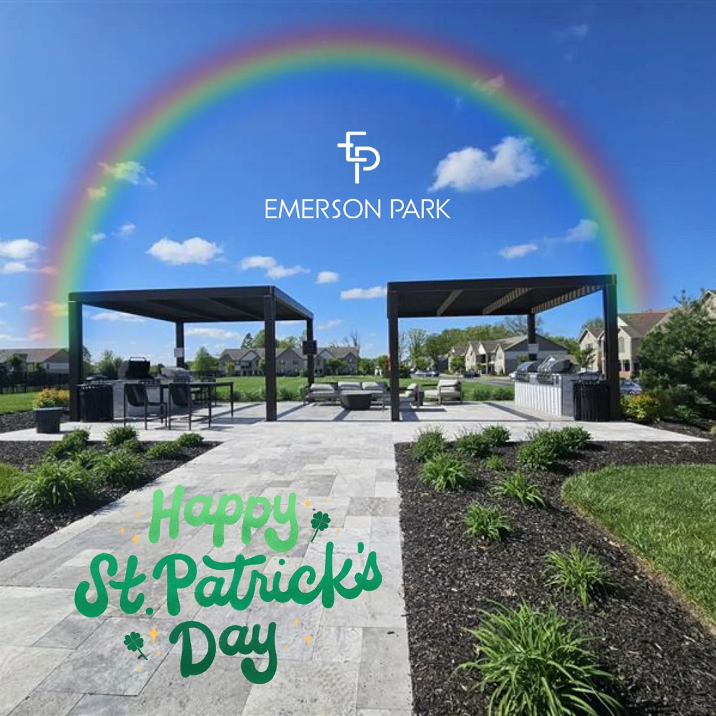 🌈🏡This St. Patrick&rsquo;s Day, don&rsquo;t just chase rainbows &mdash; find your home at Emerson Park. Call 📞614.253.4604 today and let the luck begin! 🍀