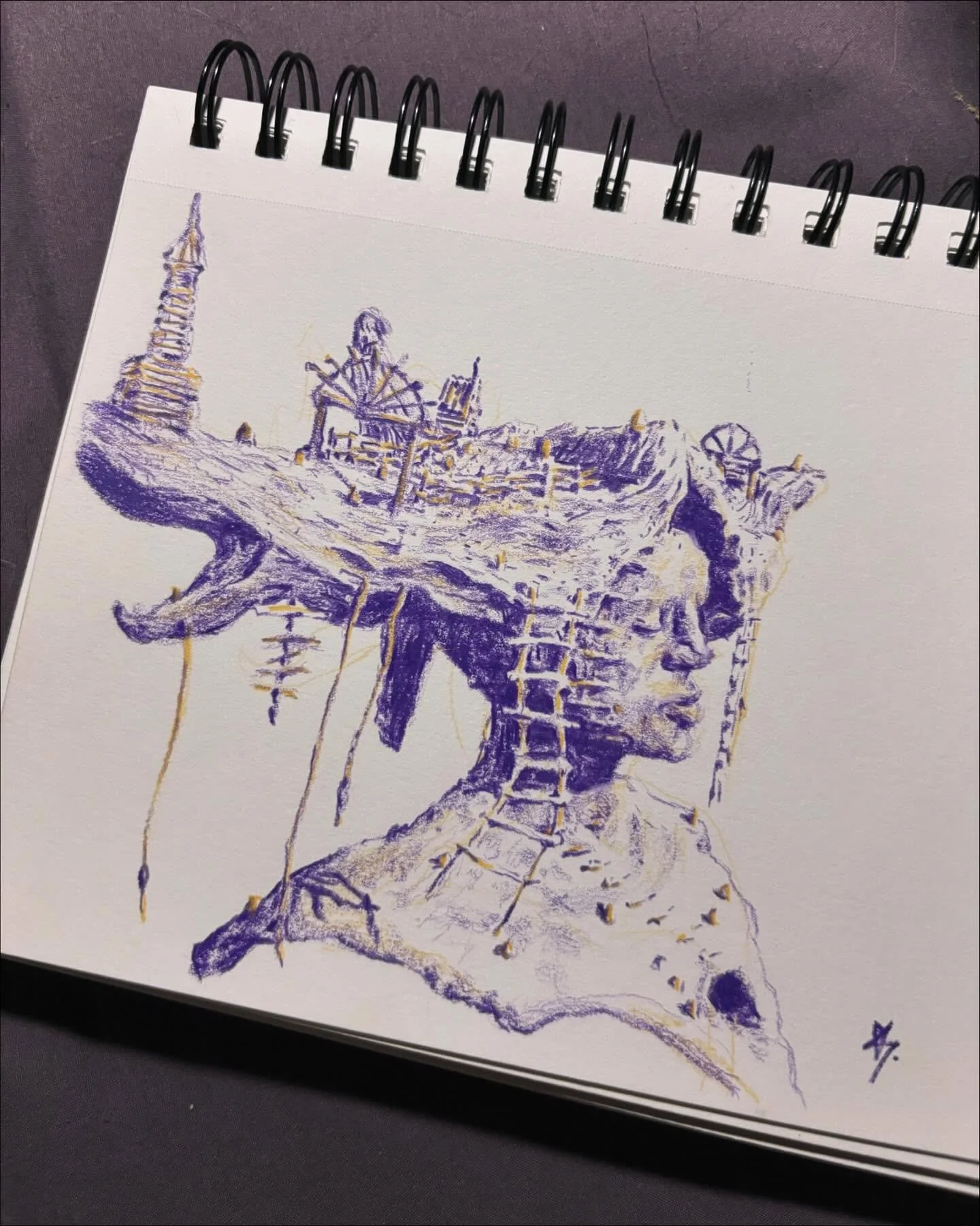 A sketch of &ldquo;Our Path is Chosen&rdquo; by Pamela L. Hignite, currently shown as part of her &ldquo;Memory Keepers&rdquo; Exhibition.

Lots of memorable works; attended the artist talk Saturday, wonderful insight and definitely an artist that lo