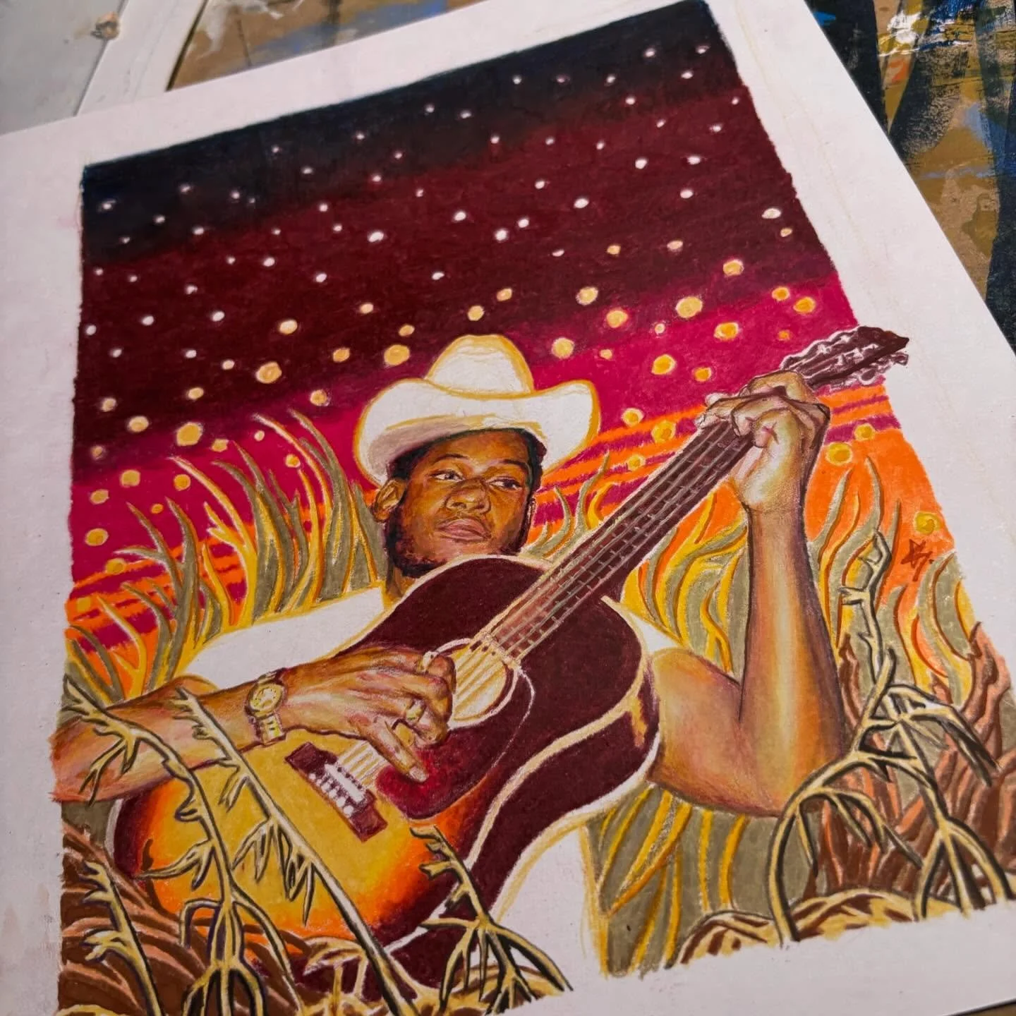 Almost there✨✨ 🍂✨ #leon inspired and ready for the evening magic of fall 

Album on repeat and reminiscing

#leonbridges #music #vinyl #art #illustration #illustrator