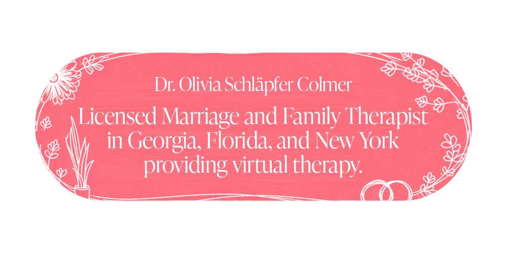 Dr Olivia Schlapfer Colmer Licensed Marriage and Family Therapist ini Georgia, Florida , adn New York providing virtual therapy