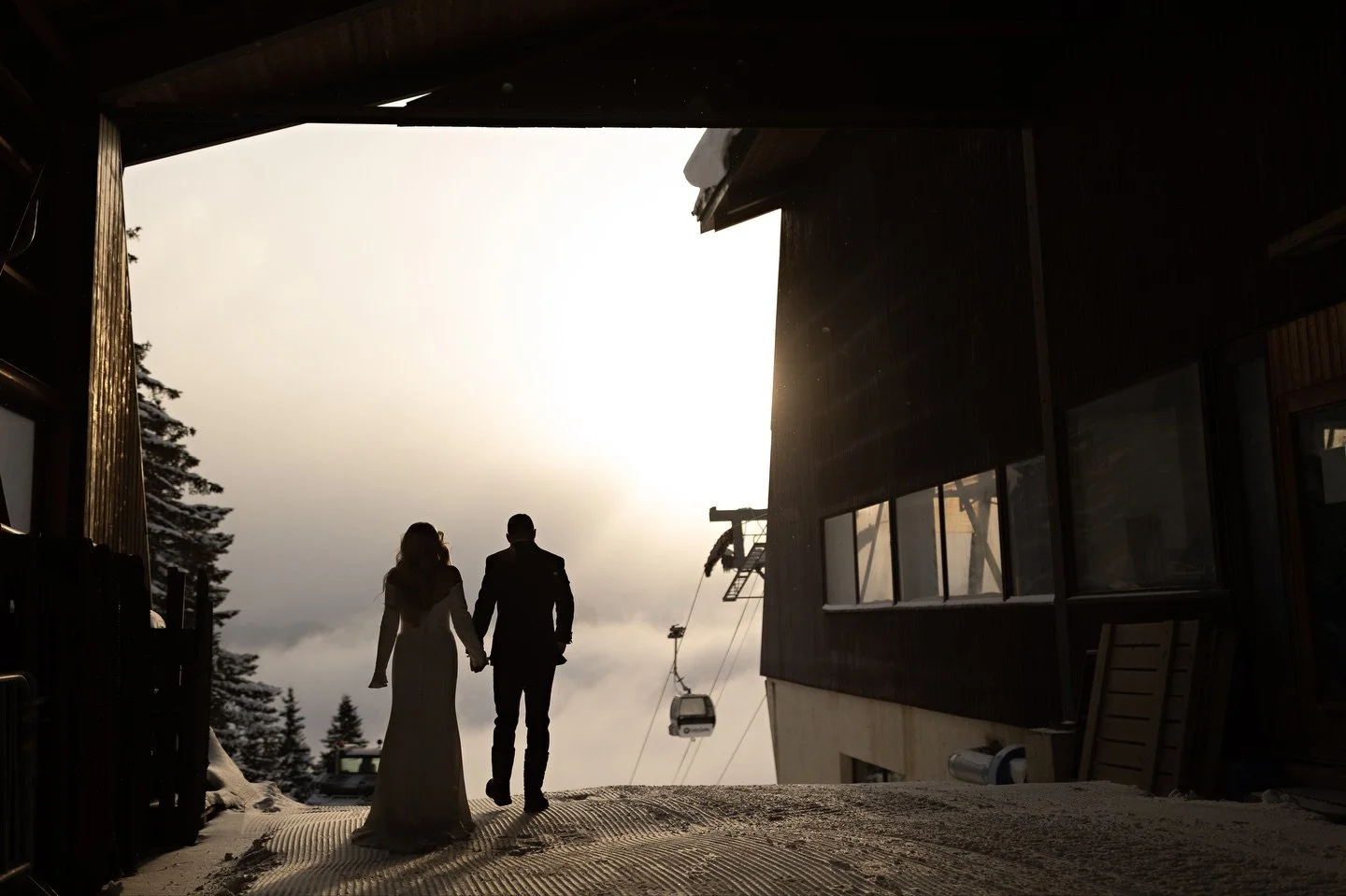 Only in the Alps do your wedding portraits include a ski telecabin. 
We love when couples weave the location into their day, it makes your gallery feel truly like you. 

An absolute bonus that P&rsquo;s surname is &lsquo;Winter&rsquo; - kinda had to 
