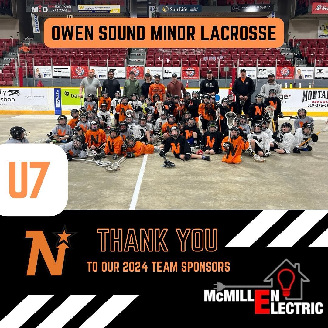 Thank you to McMillen Electric for sponsoring OSML U7 Paperweight Lacrosse this season! 🥍