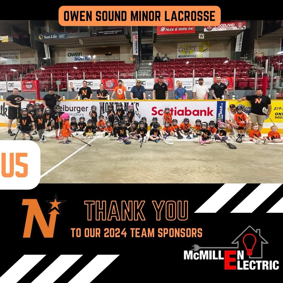 Thank you to McMillen Electric for another year sponsoring our littlest Northstars in the U5 Soft Lacrosse Program! 🥍