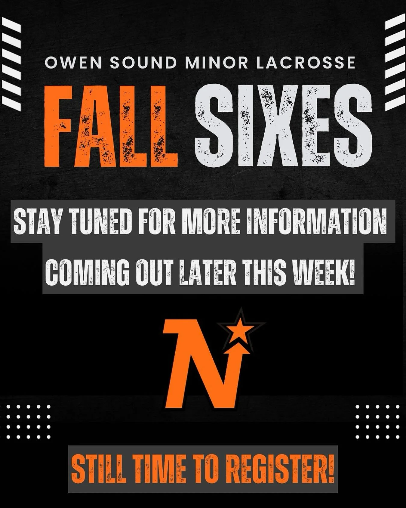 ⭐️Attention North Stars! ⭐️ 

Stay tuned for more information coming out later this week about our upcoming Sixes program! First night will be September 8th! 🥍

➡️ Still time to register! Visit www.osml.ca/register