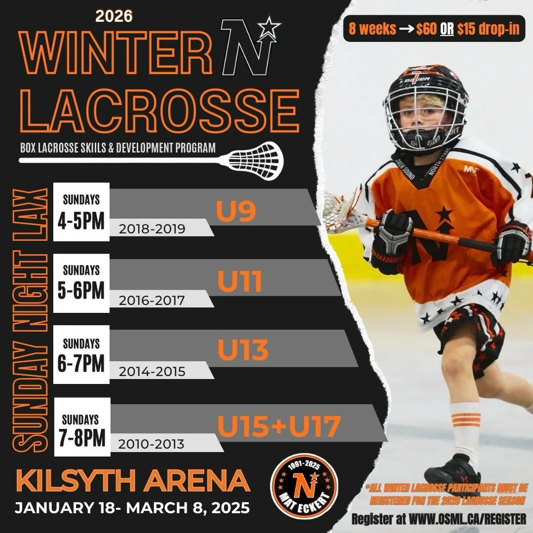 🥍 2026 OSML Winter Lacrosse Registration is NOW OPEN!

Get ready for the upcoming season with our Winter Skills &amp; Development Program for U9&ndash;U17 players.

🔥 Program Highlights:
&bull; Skills &amp; development focused sessions
&bull; Weekl