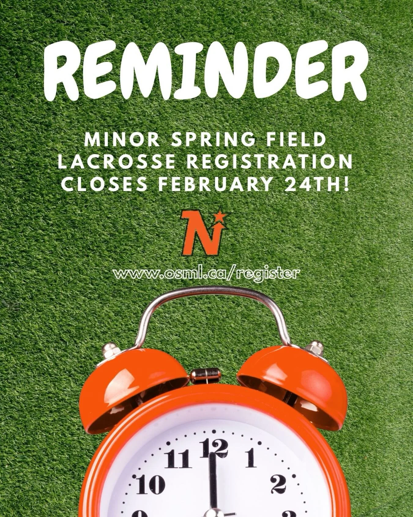 🚨DON&rsquo;T MISS OUT!🚨

Registration for the 2026 Minor Field Lacrosse Season closes TOMORROW! 🥍

➡️Open to U9&ndash;U17 players

🔸 U11 Tryouts (2 teams): March 1st
🔸 Teams begin practices late March (Fridays)
💰 $300 all in &mdash; NO addition