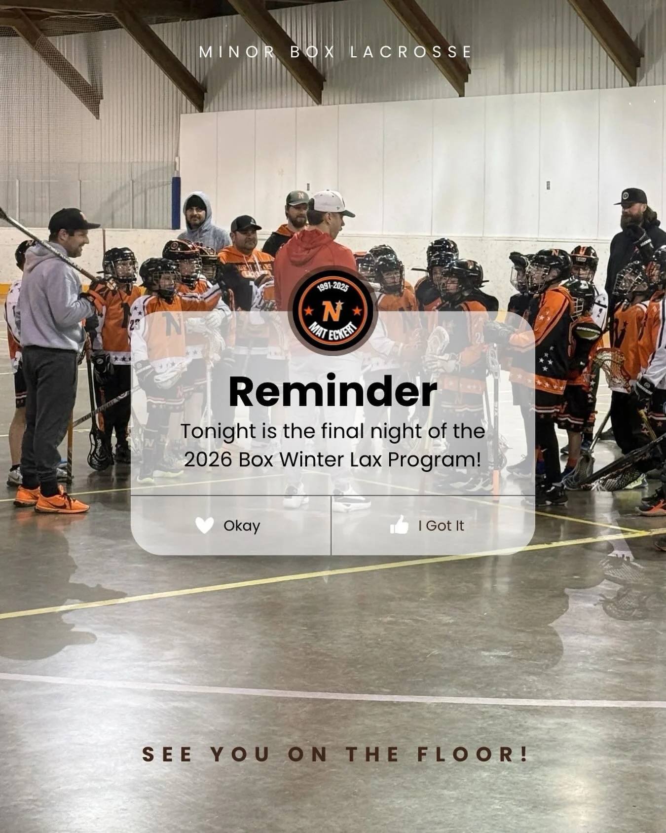Reminder 🚨
Tonight is the FINAL night of our 2026 Minor Box Winter Lacrosse Program! 🥍

Let&rsquo;s finish strong 💪
See you in Kilsyth!