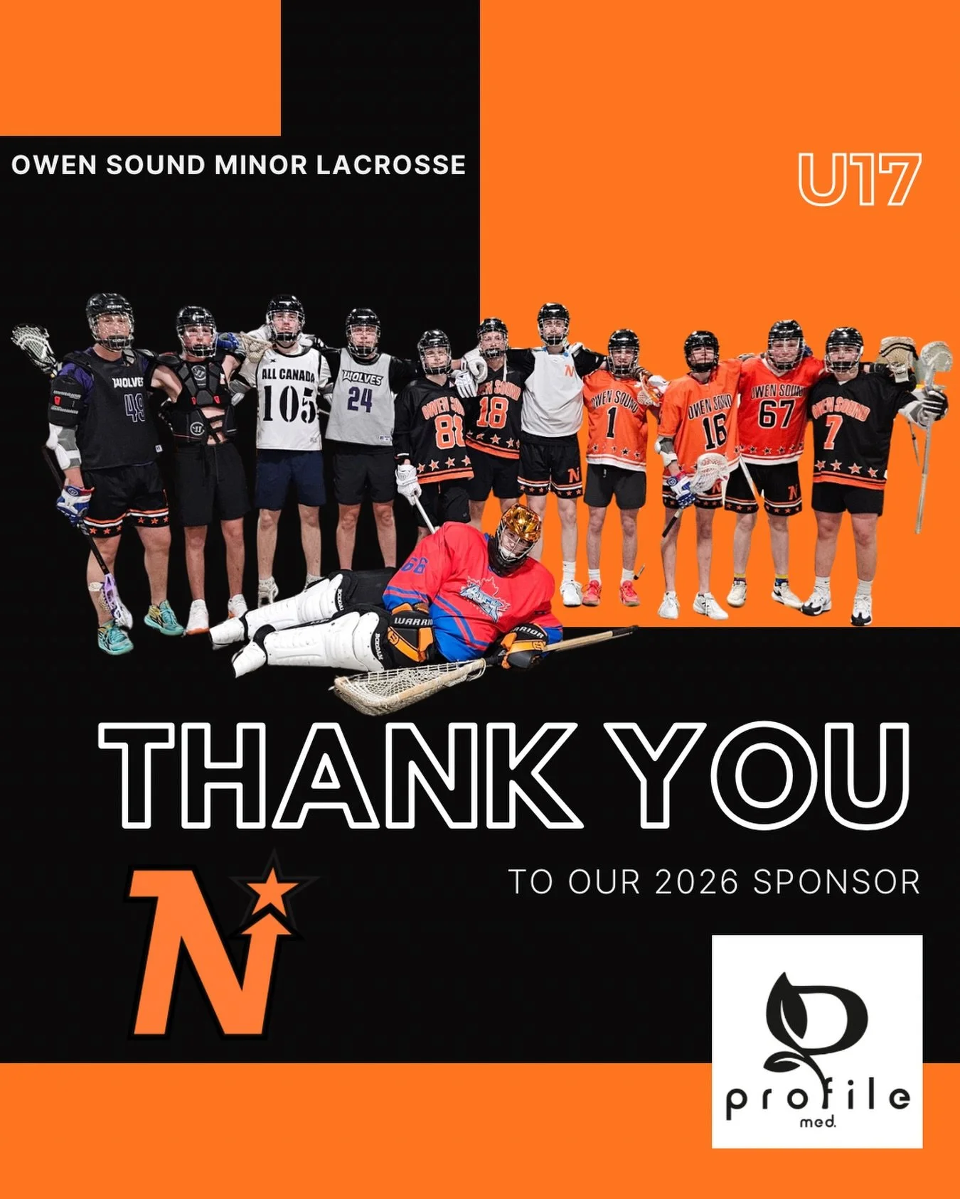 Our 2026 U17 team is proud to be sponsored by Profile Medical! Thank you for supporting OSML! 🧡🙌🏻🖤