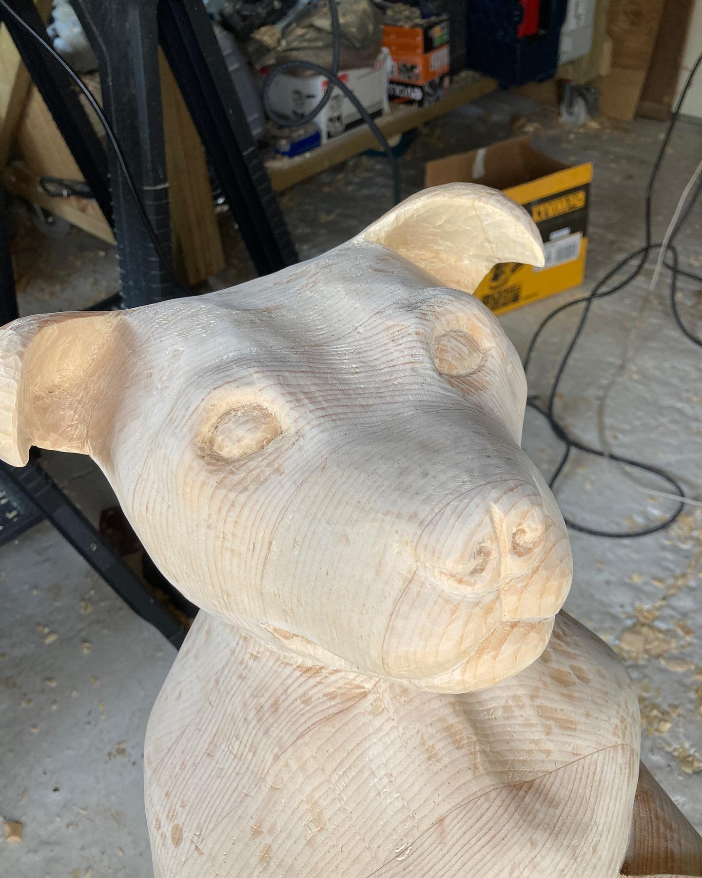 Which chisels do you need?..Who doesn&rsquo;t need a workshop Buddy! #dogcarving #woodcarving #staffy