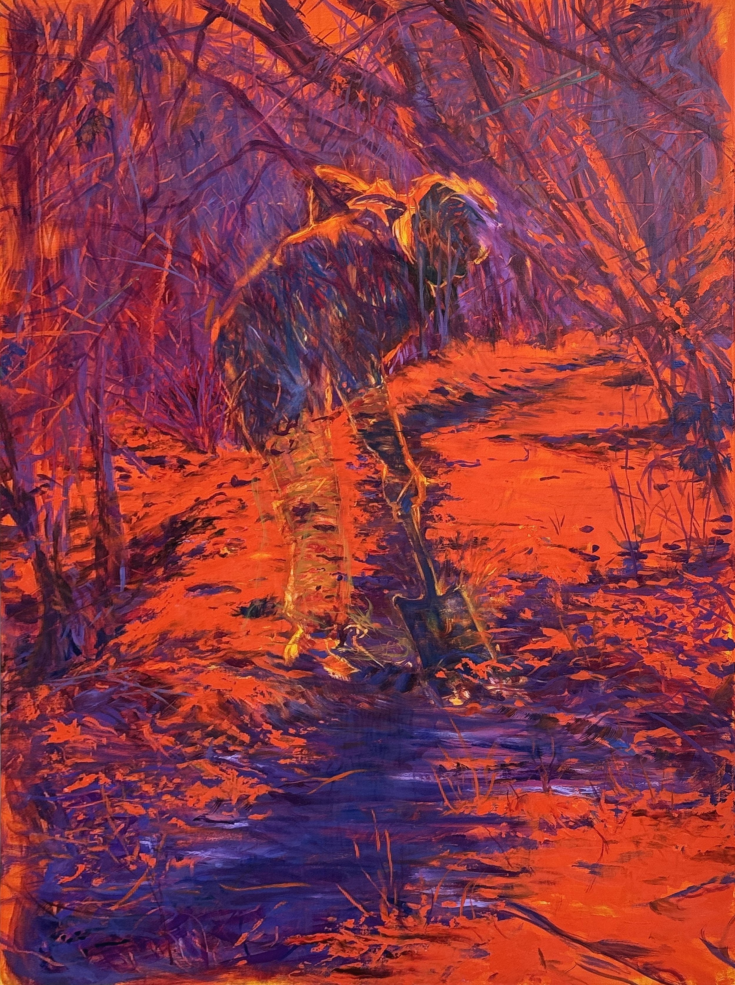 Le fossoyeur, 2025, Acrylique et Huile sur toile, 130 x 97 cm