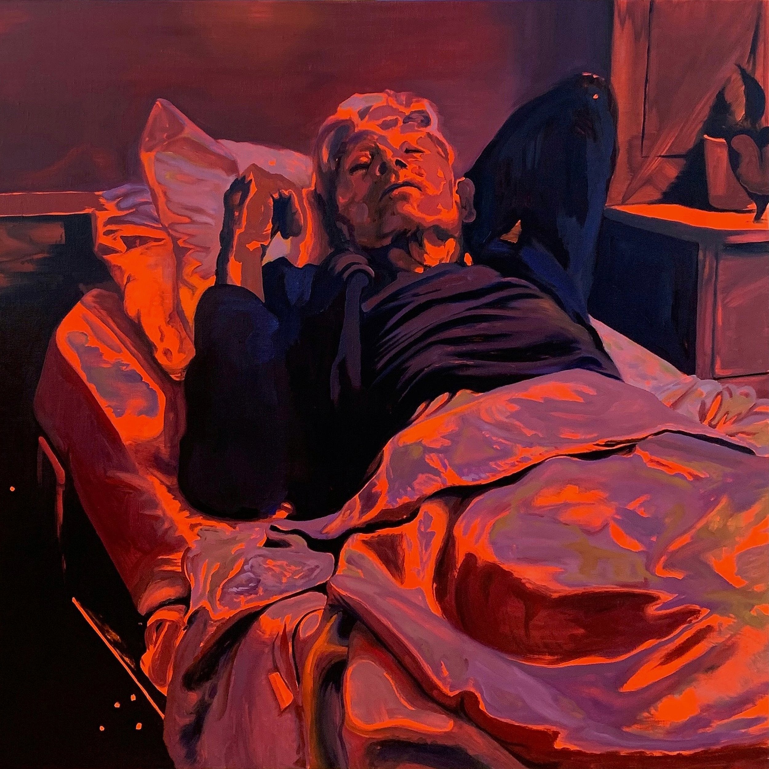 Sans titre, 2020, Acrylique et Huile sur toile, 100 x 100 cm