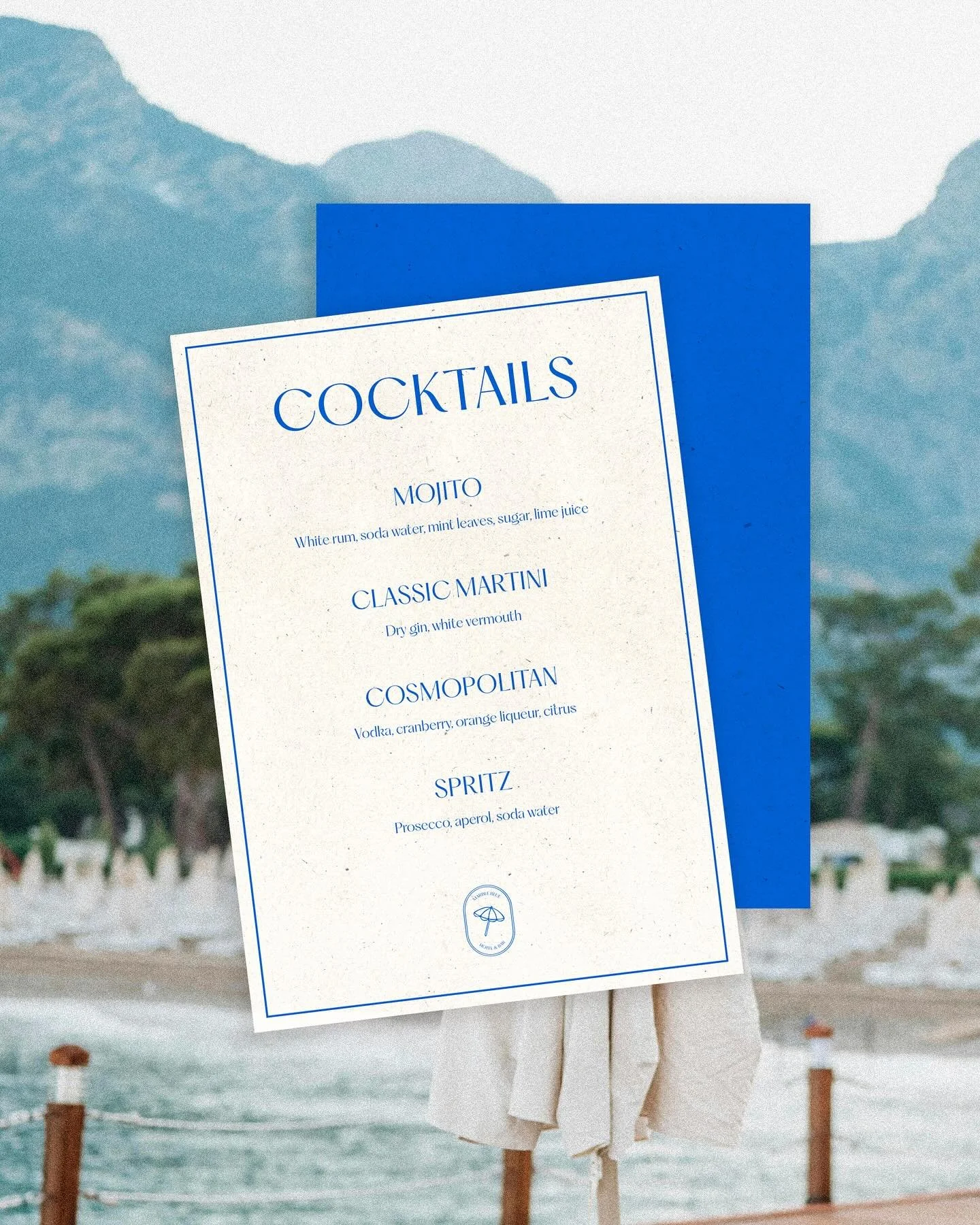 I&rsquo;m so excited to show you this new passion project ✨ 

Marble Blue is a hotel and beach bar and I&rsquo;ve designed the brand identity and stationery. Do you like it? 💙

#brandidentity #branding #branddesign #branddesigner #visualidentity #me