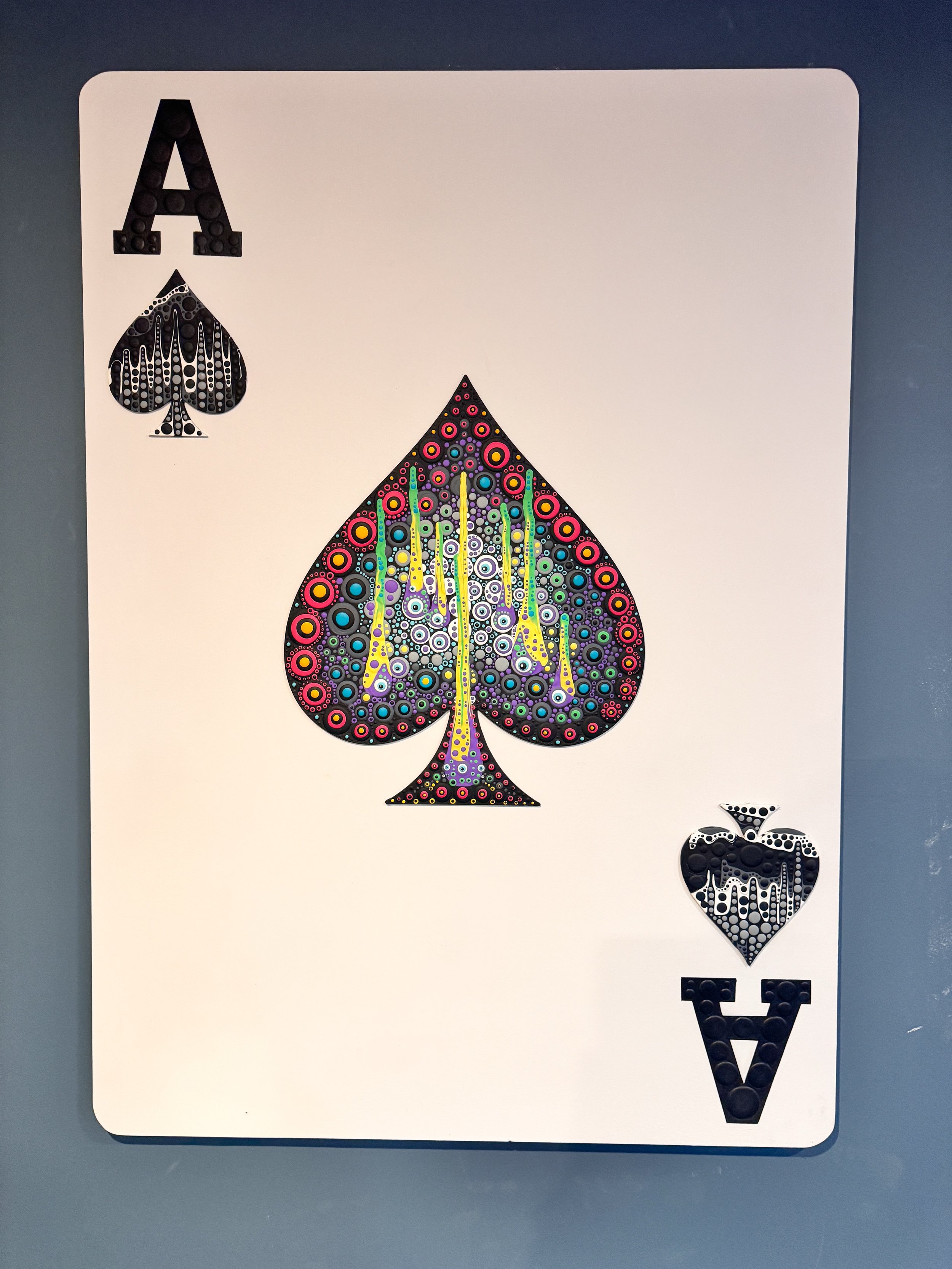 &lsquo;The Ace of Spades&rsquo; Acrylic on wood 👀

Had a lot of fun creating this giant 4ft playing card earlier this year - a commission for a private poker room in Brighton! &spades;️

Swipe through for close ups and progress shots. 😊

This is on