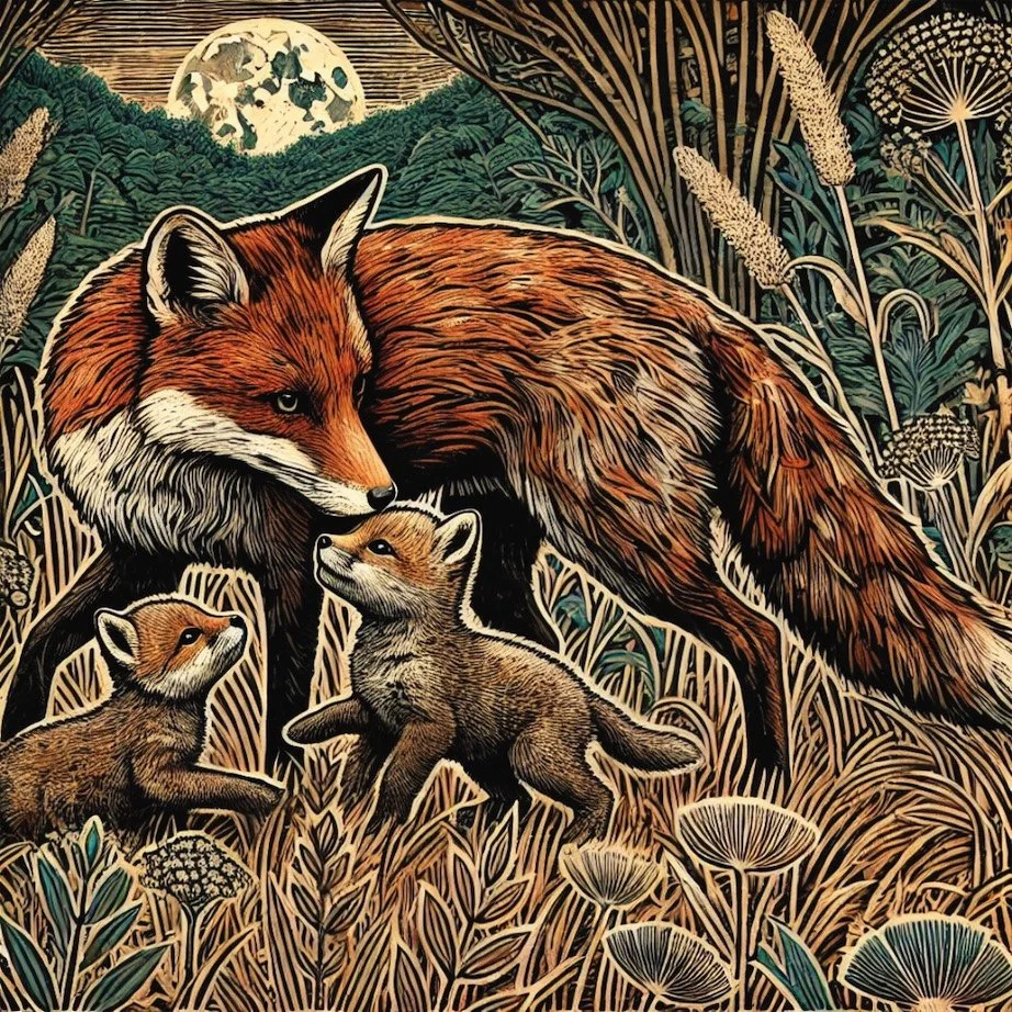 Coaster Fox Vixen and Cubs A23