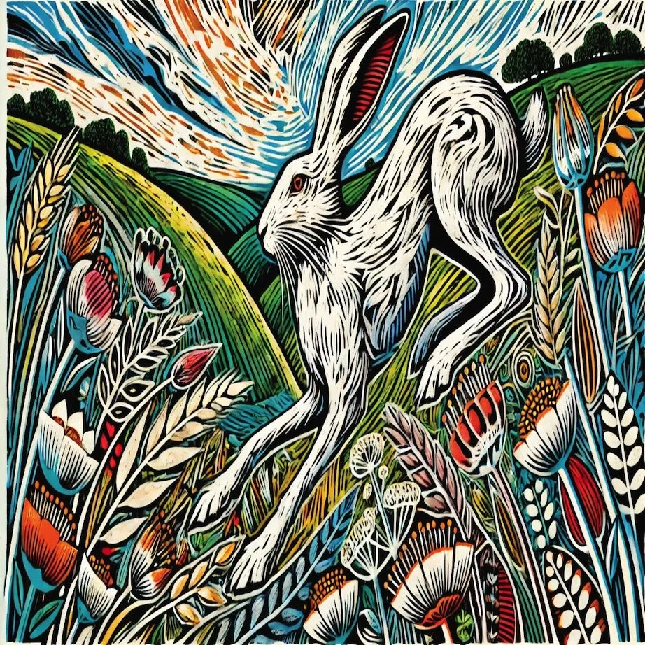Coaster Colourful White Hare A15