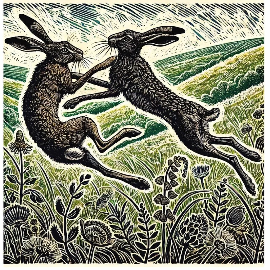 Coaster Brown Hares Boxing A14