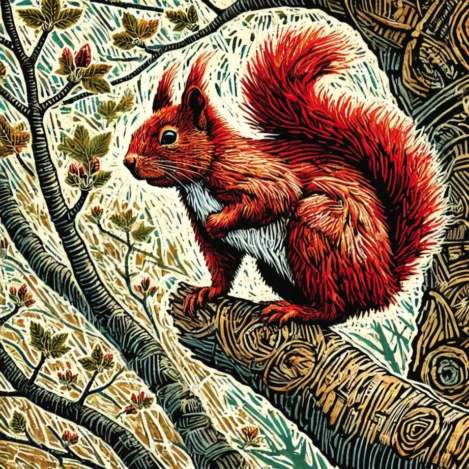 Coaster Red Squirrel on Branch A11