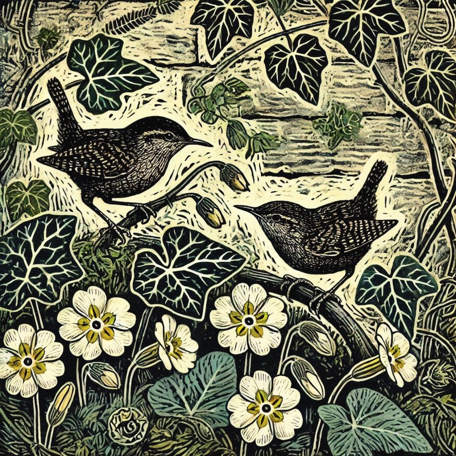 Coaster Wrens In Primroses B12